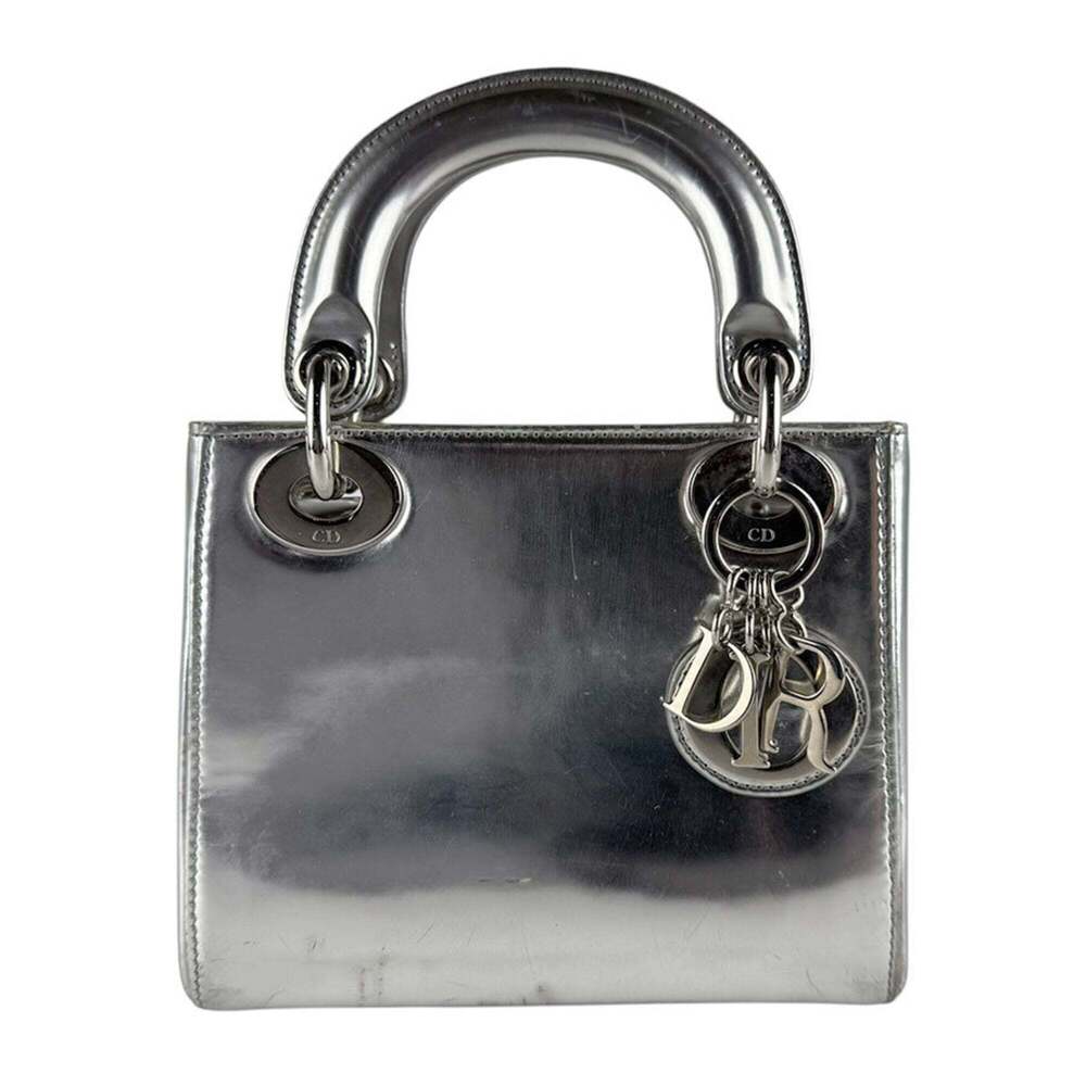 CHRISTIAN DIOR Silver Leather Shoulder Bag